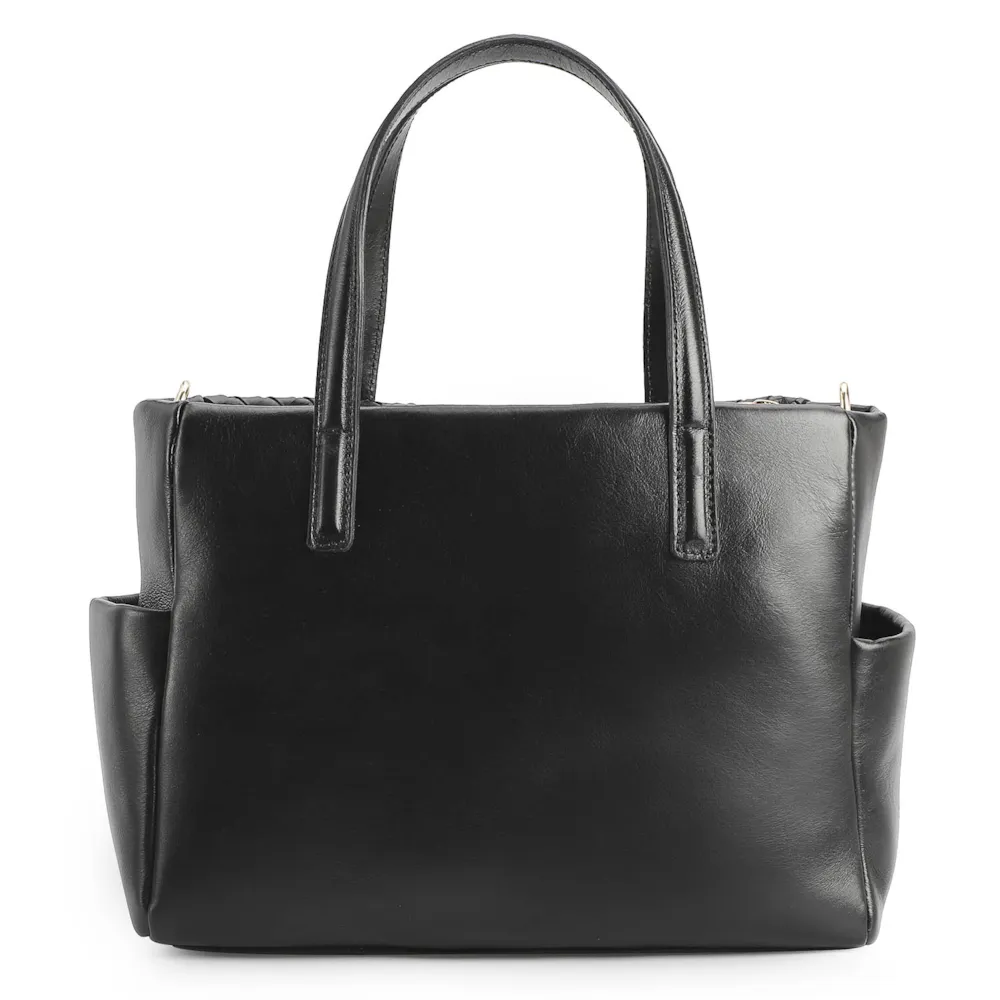 Bolsa Tote Tressê Couro Preto - imagem 4