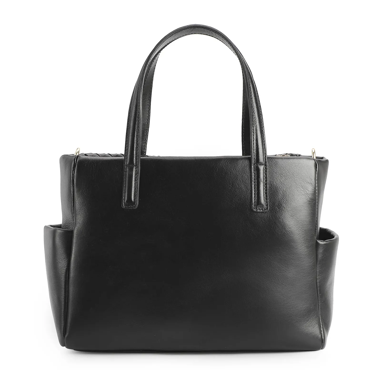 Bolsa Tote Tressê Couro Preto