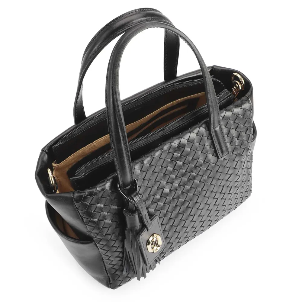 Bolsa Tote Tressê Couro Preto - imagem 5