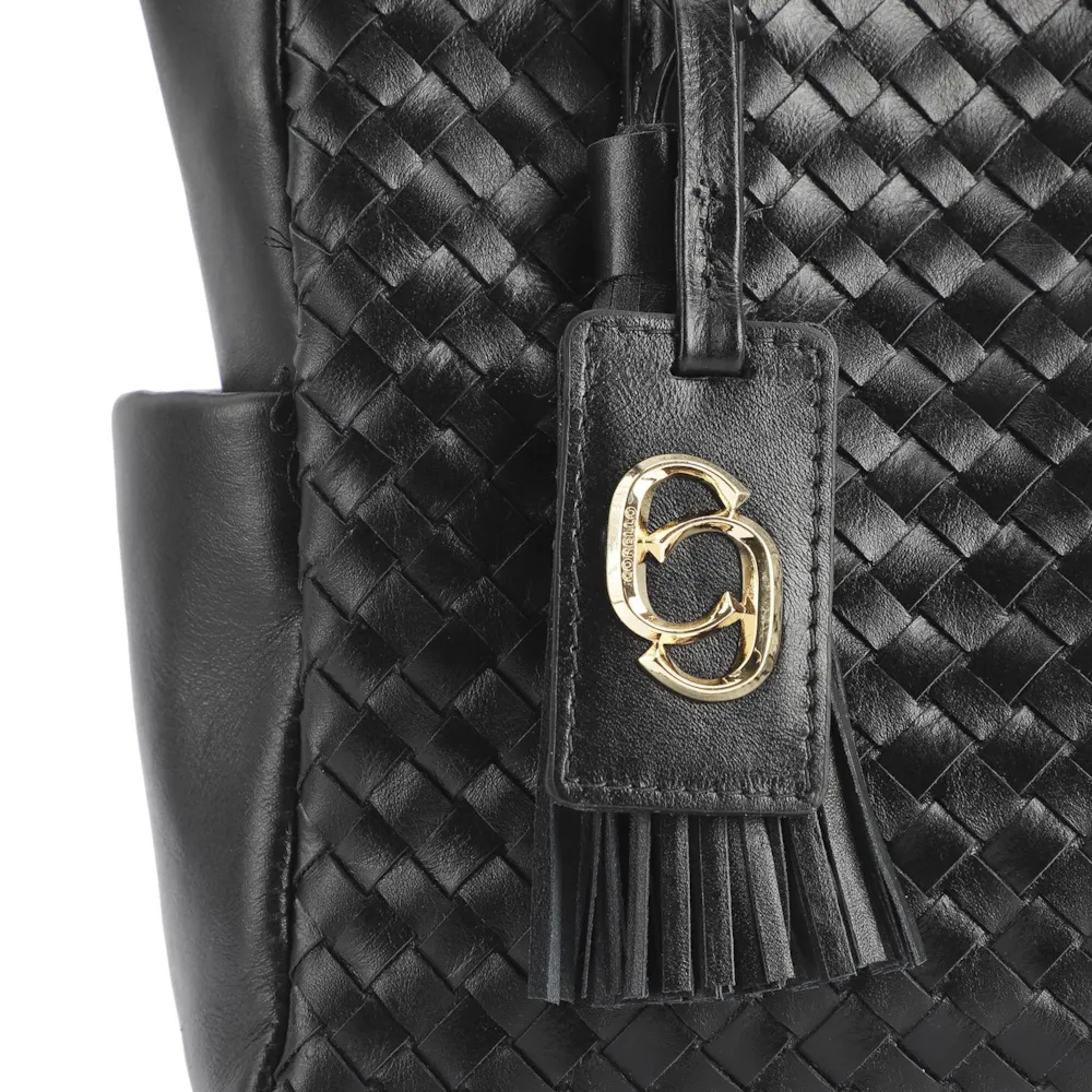 Bolsa Tote Tressê Couro Preto - imagem 6