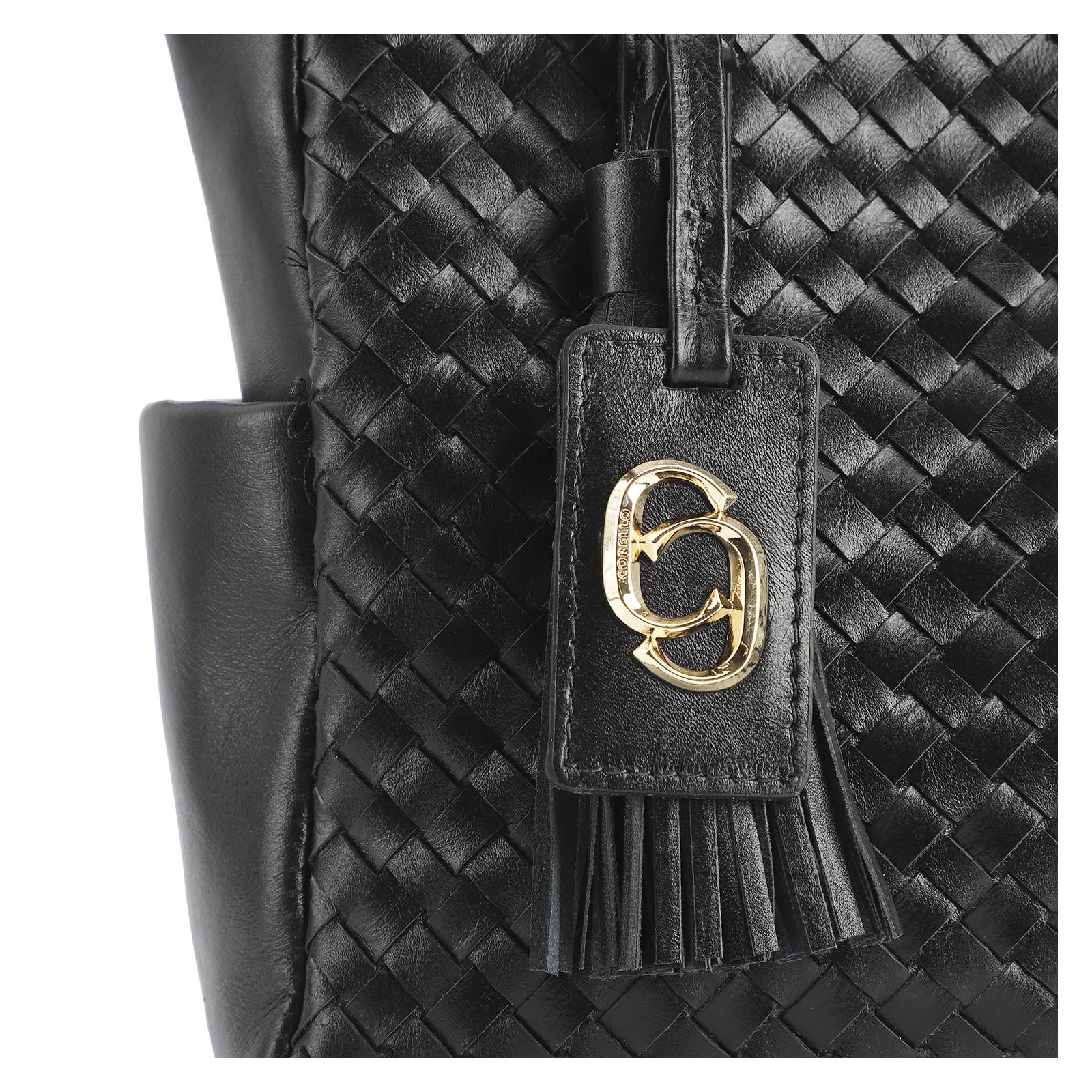 Bolsa Tote Tressê Couro Preto