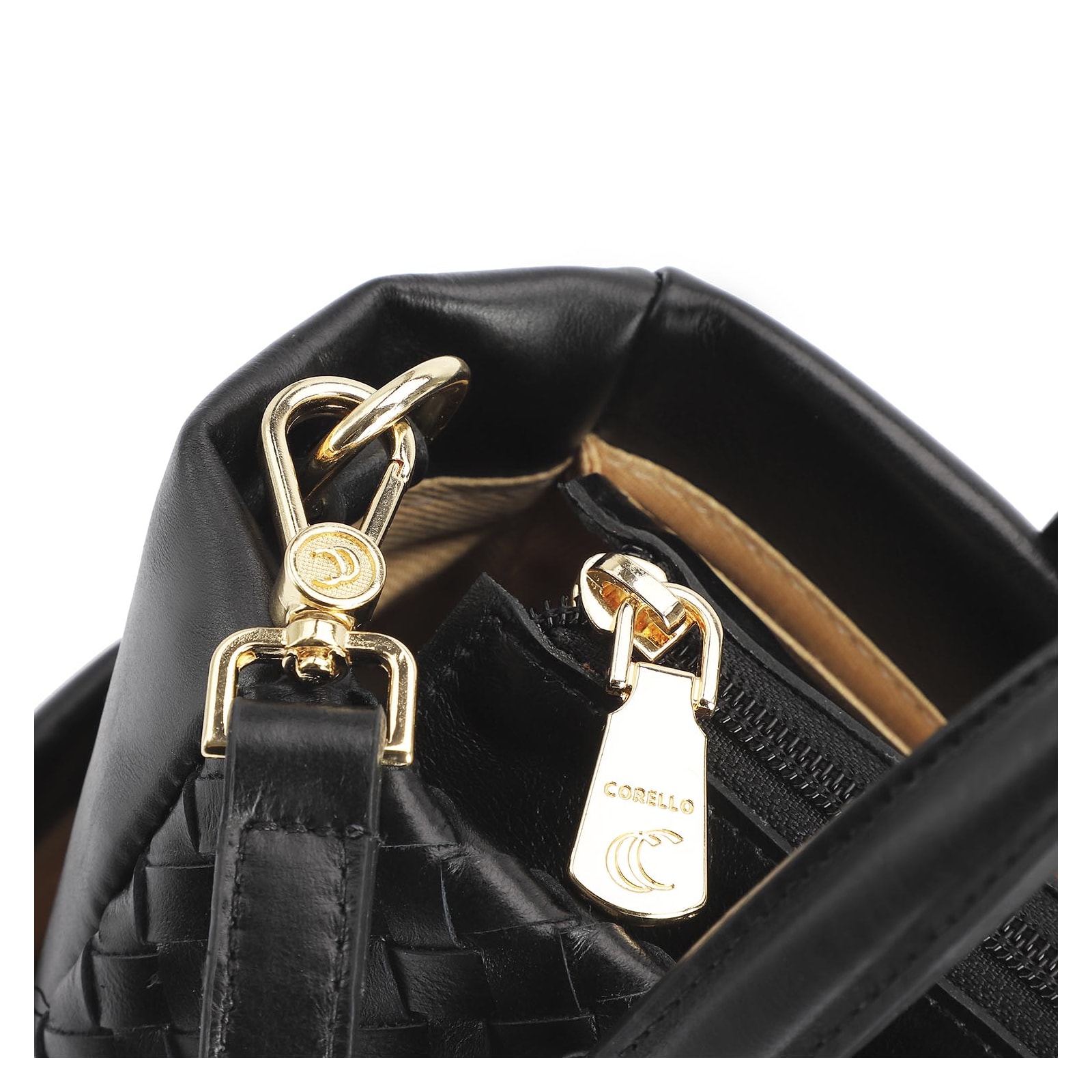 Bolsa Tote Tressê Couro Preto