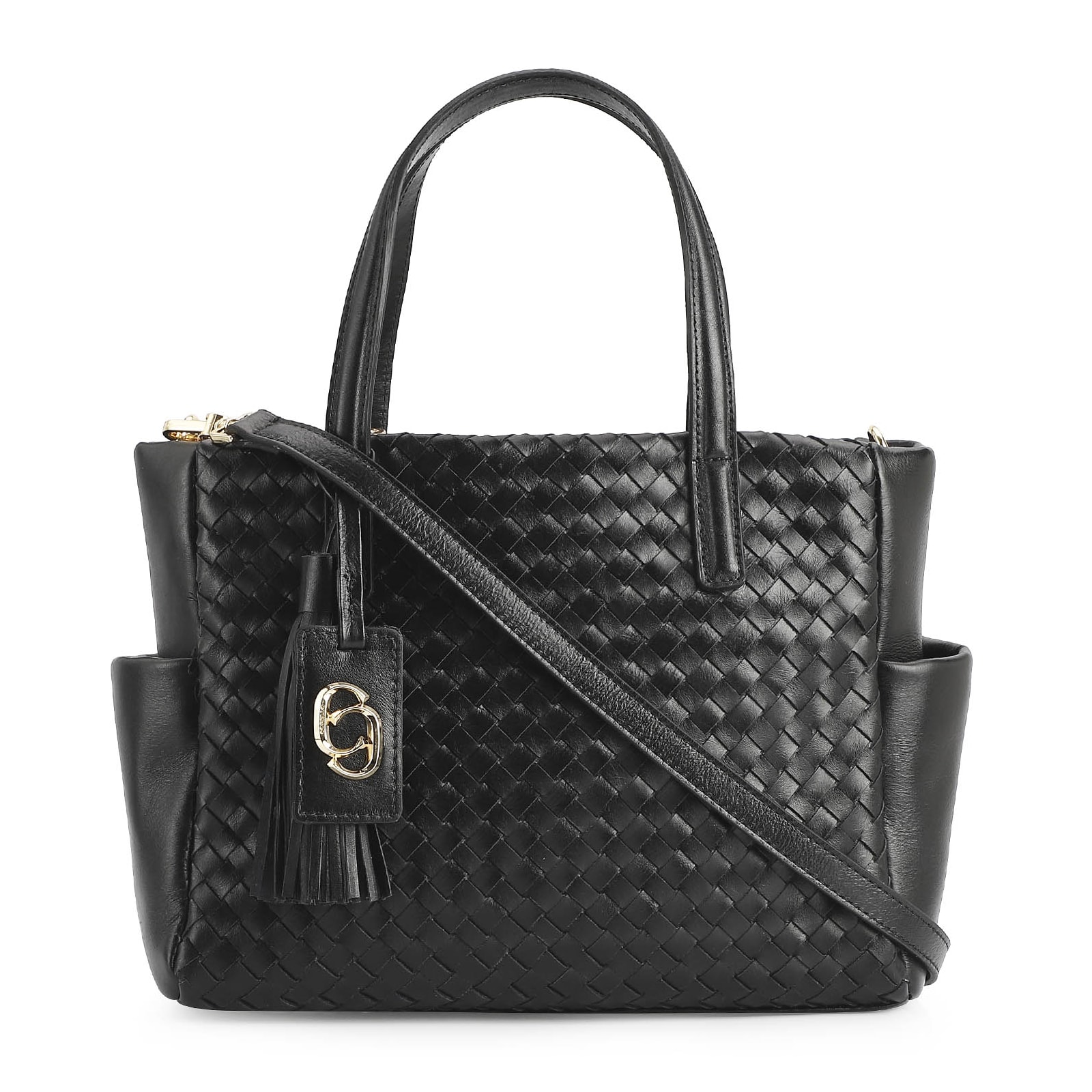 Bolsa Tote Tressê Couro Preto