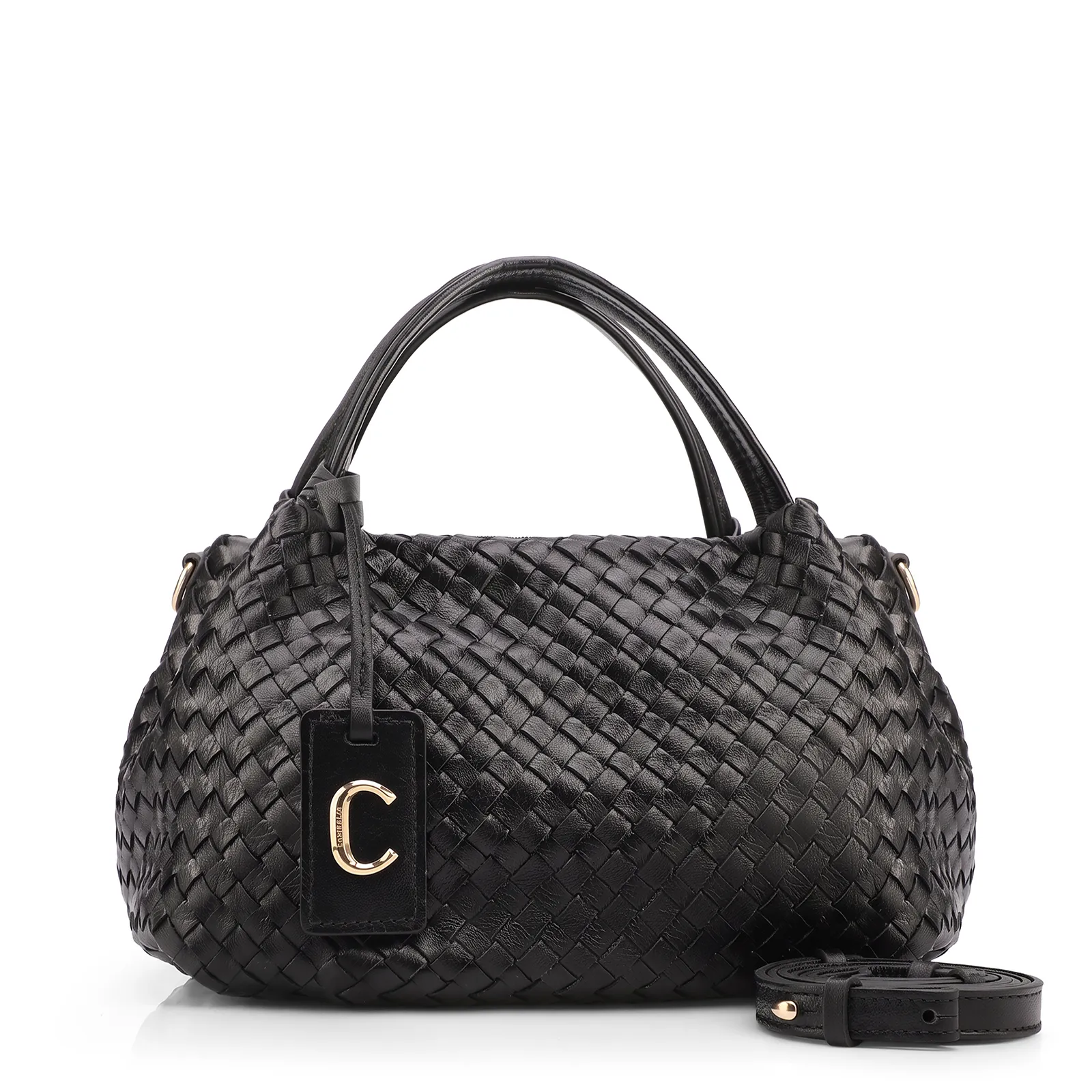 Bolsa Tote Tressê Couro Preto