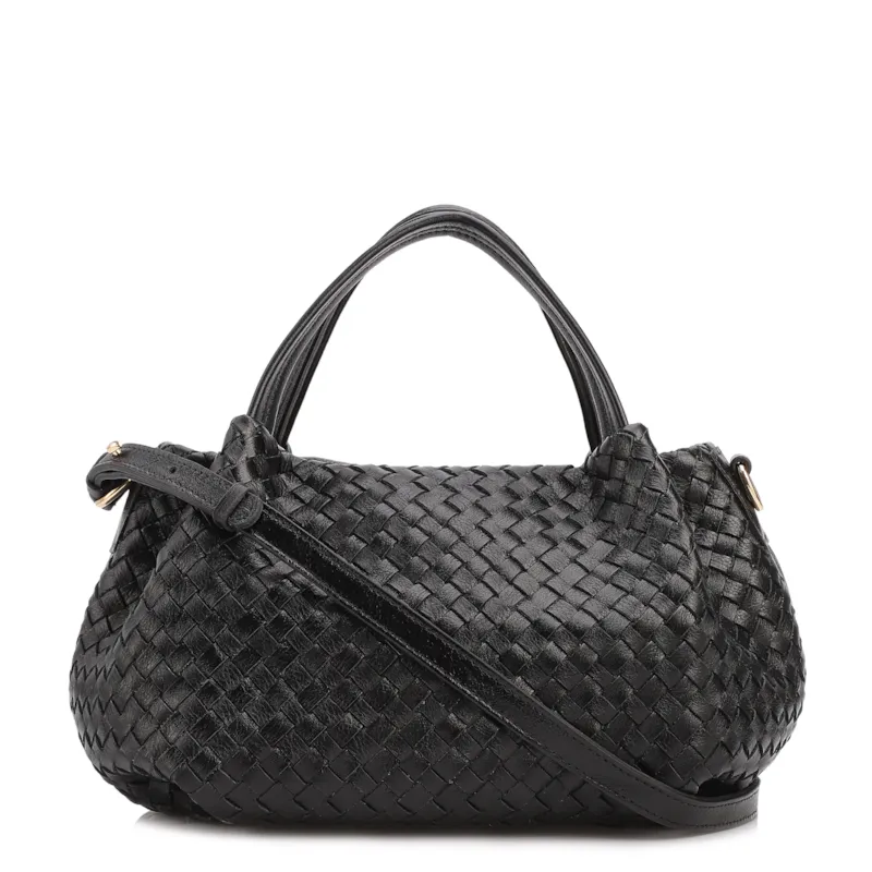 Bolsa Tote Tressê Couro Preto