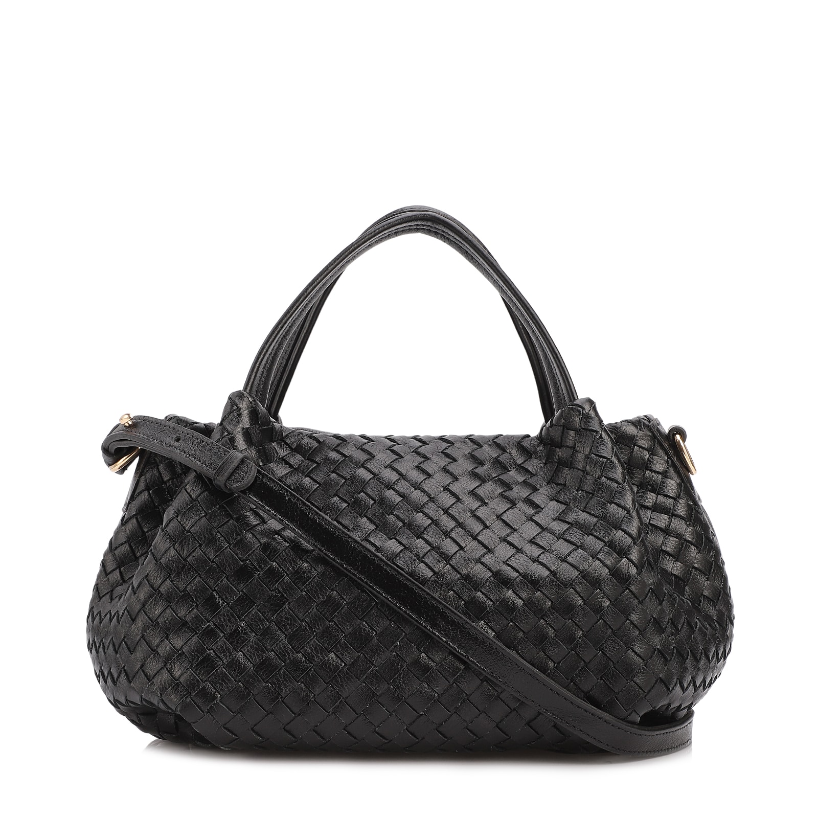 Bolsa Tote Tressê Couro Preto