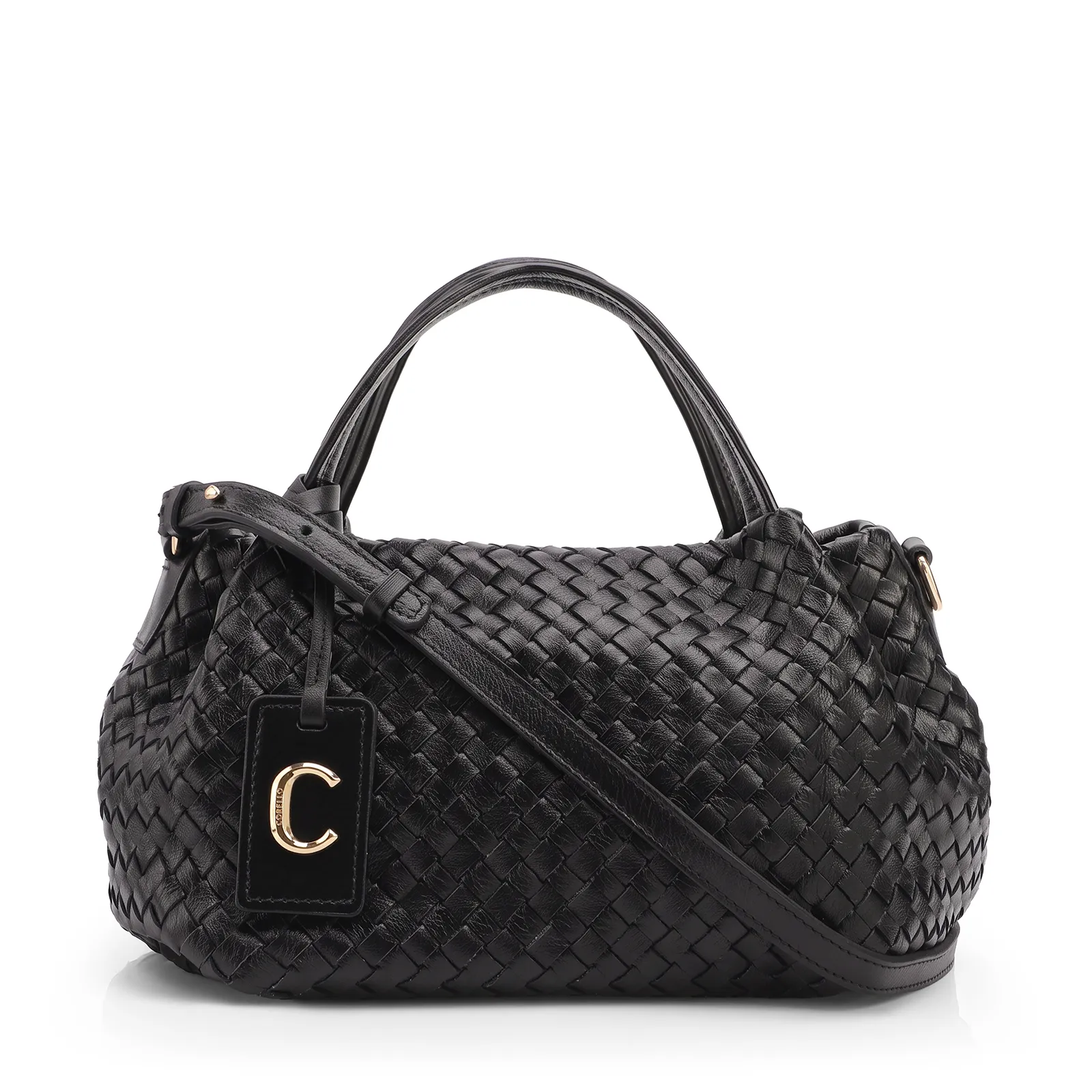 Bolsa Tote Tressê Couro Preto
