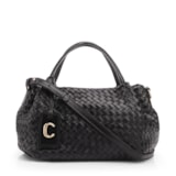 Bolsa Tote Tressê Couro Preto