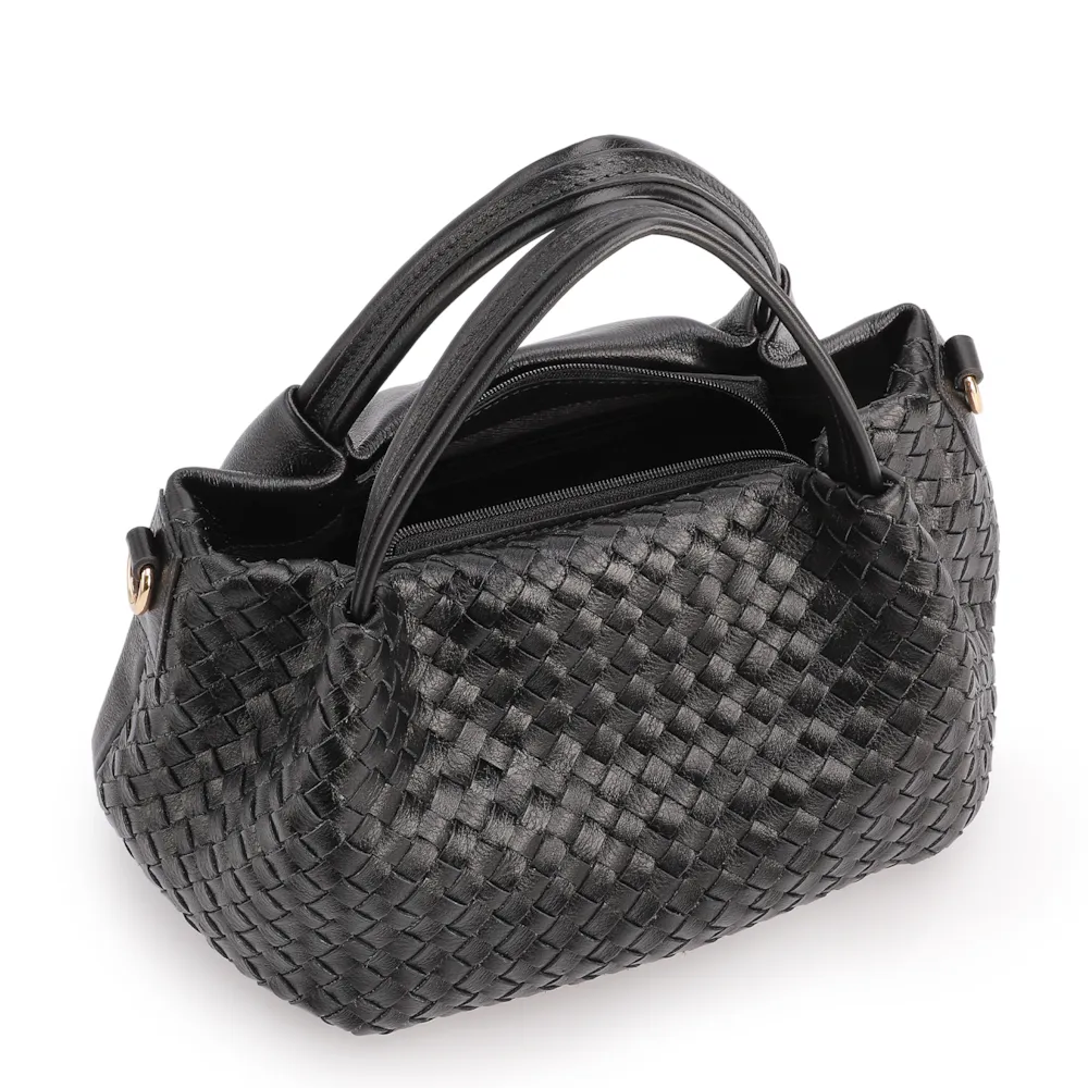 Bolsa Tote Tressê Couro Preto - imagem 4