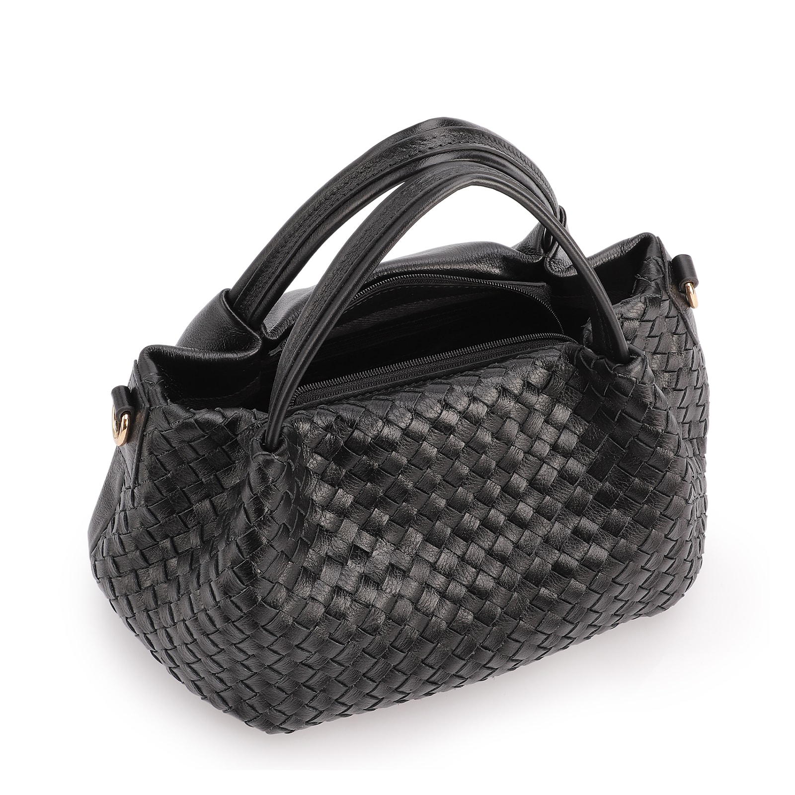 Bolsa Tote Tressê Couro Preto