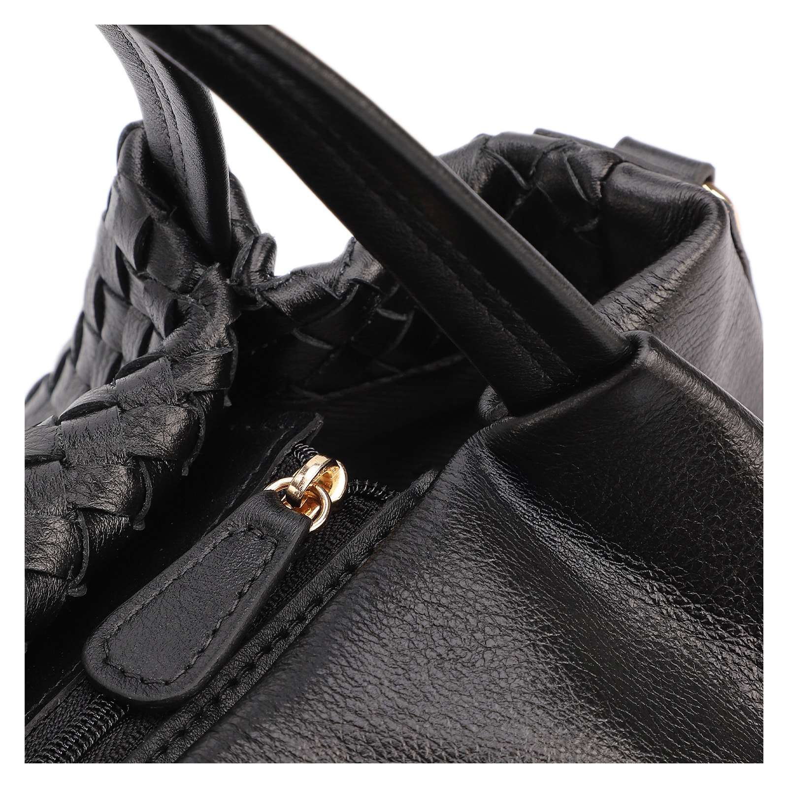 Bolsa Tote Tressê Couro Preto