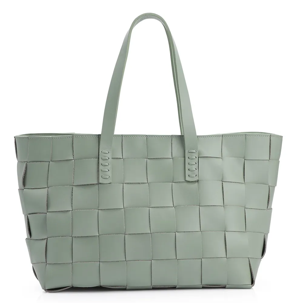 Bolsa Tote Tressê Couro Verde