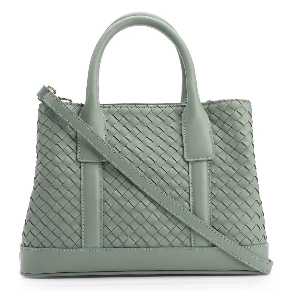 Bolsa Tote Tressê Couro Verde