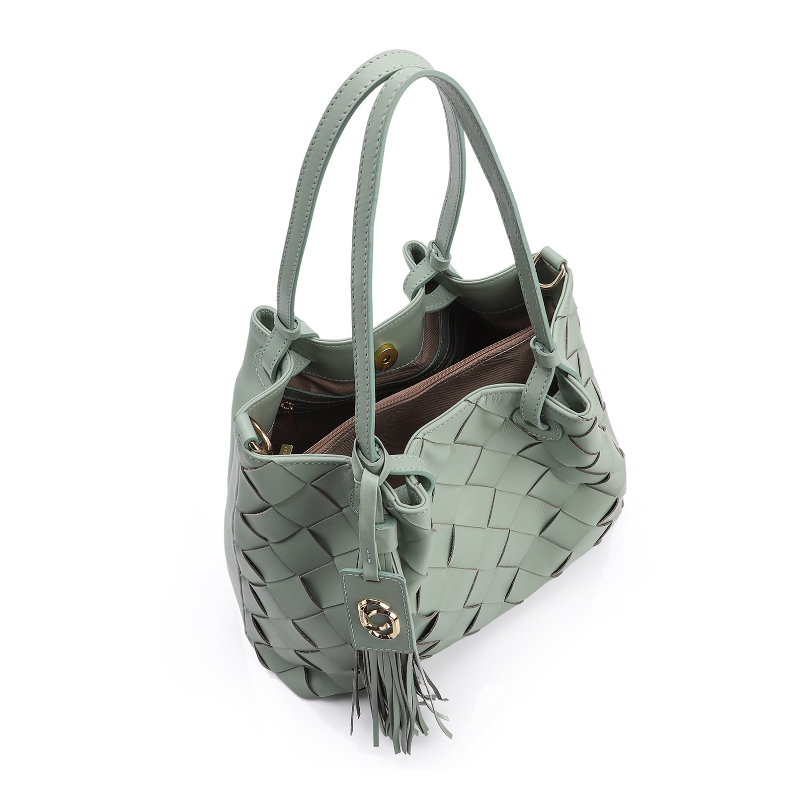 Bolsa Tote Tressê Couro Verde