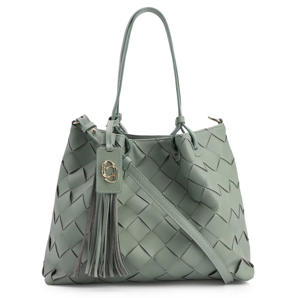 Bolsa Tote Tressê Couro Verde
