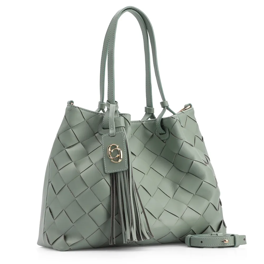 Bolsa Tote Tressê Couro Verde - imagem 2