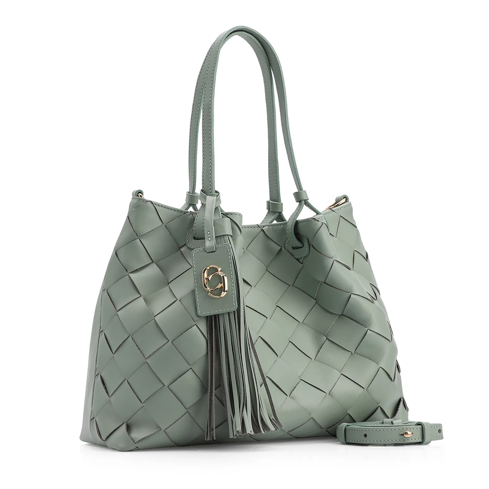 Bolsa Tote Tressê Couro Verde