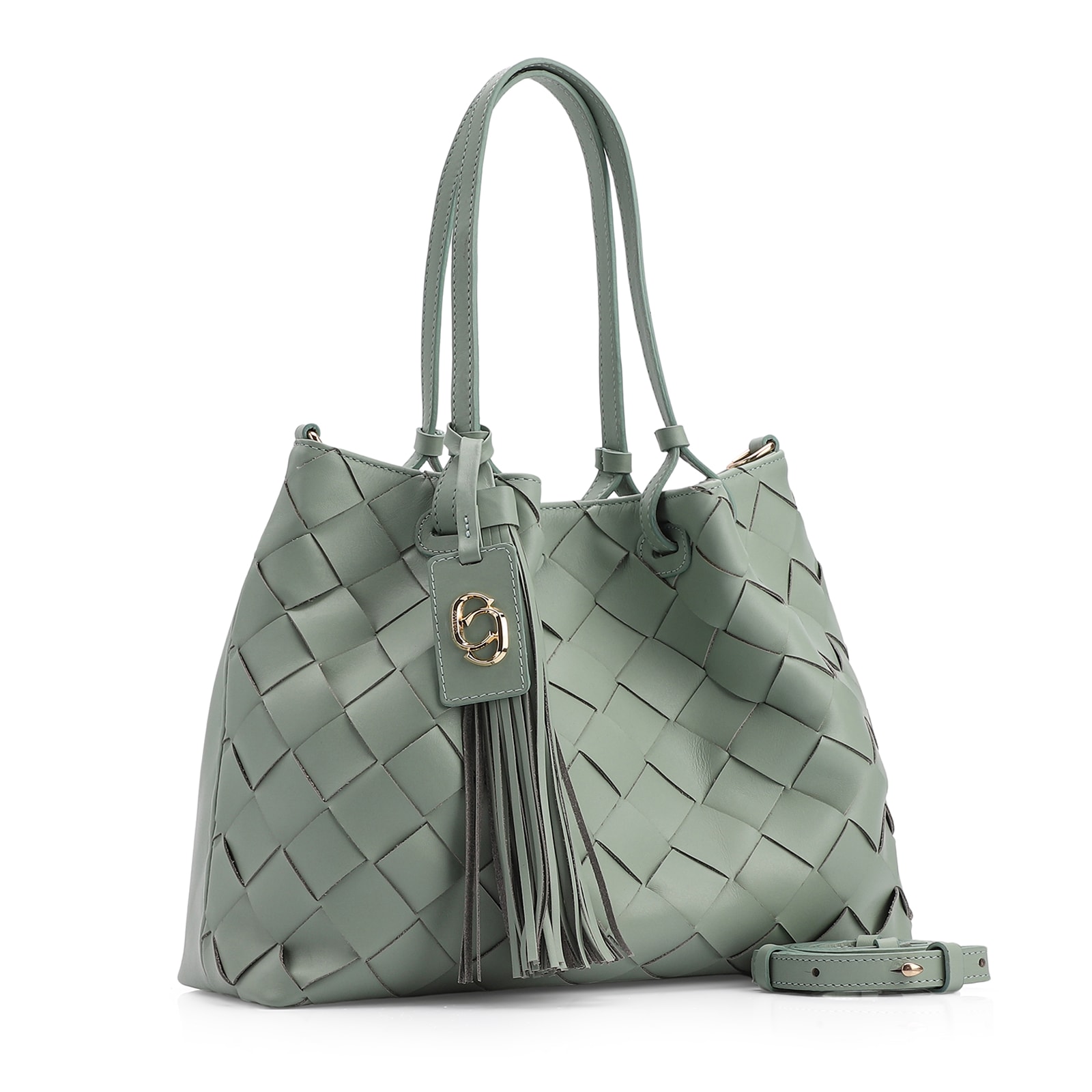 Bolsa Tote Tressê Couro Verde
