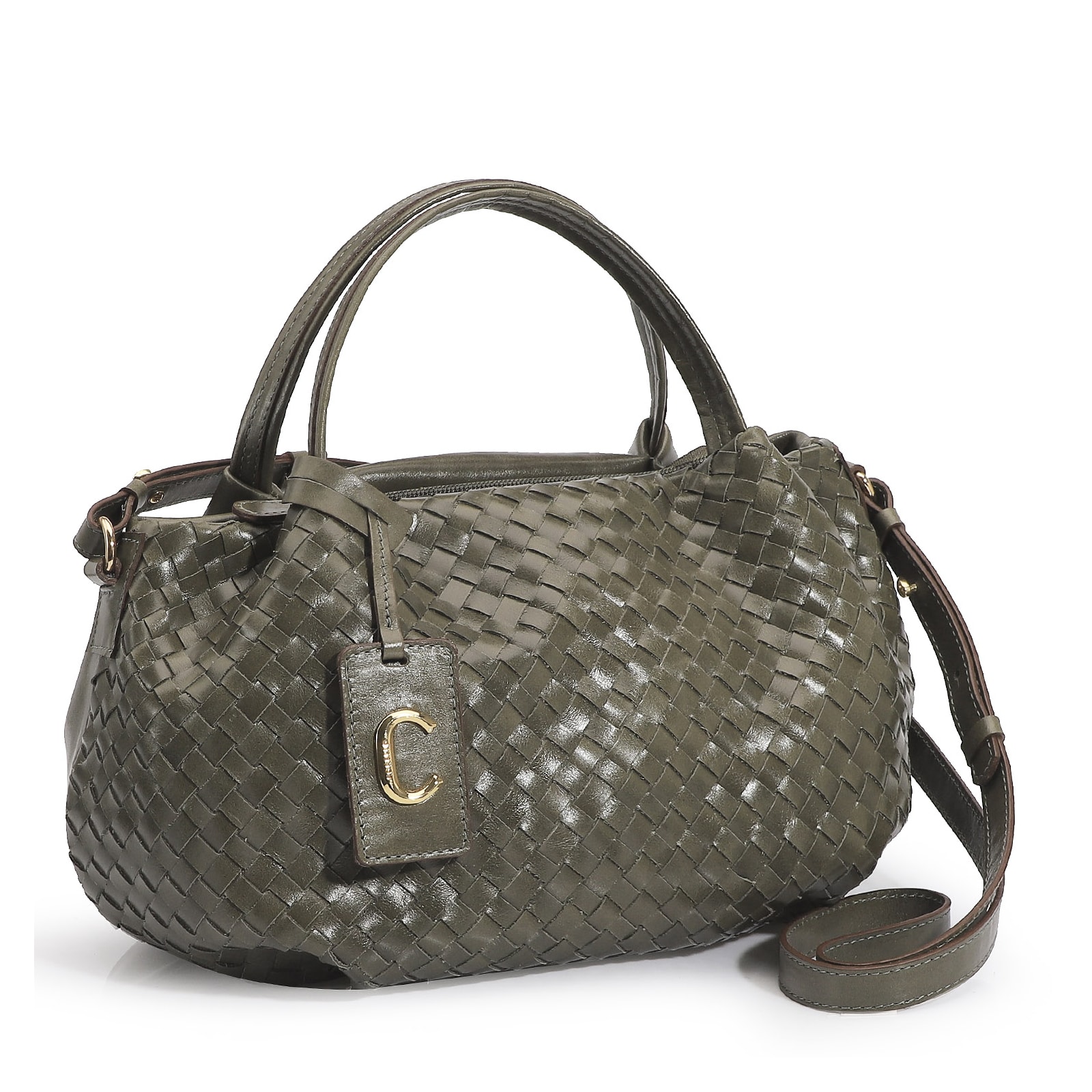 Bolsa Tote Tressê Couro Verde