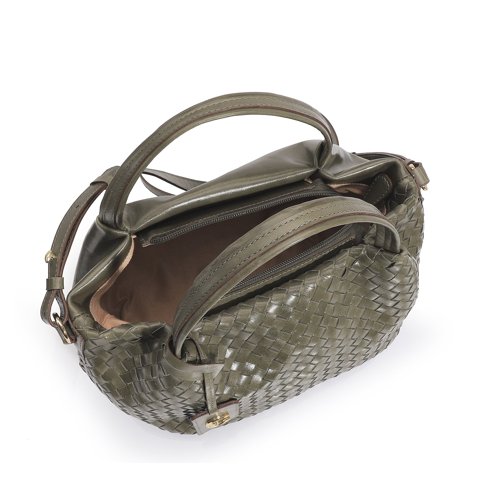 Bolsa Tote Tressê Couro Verde