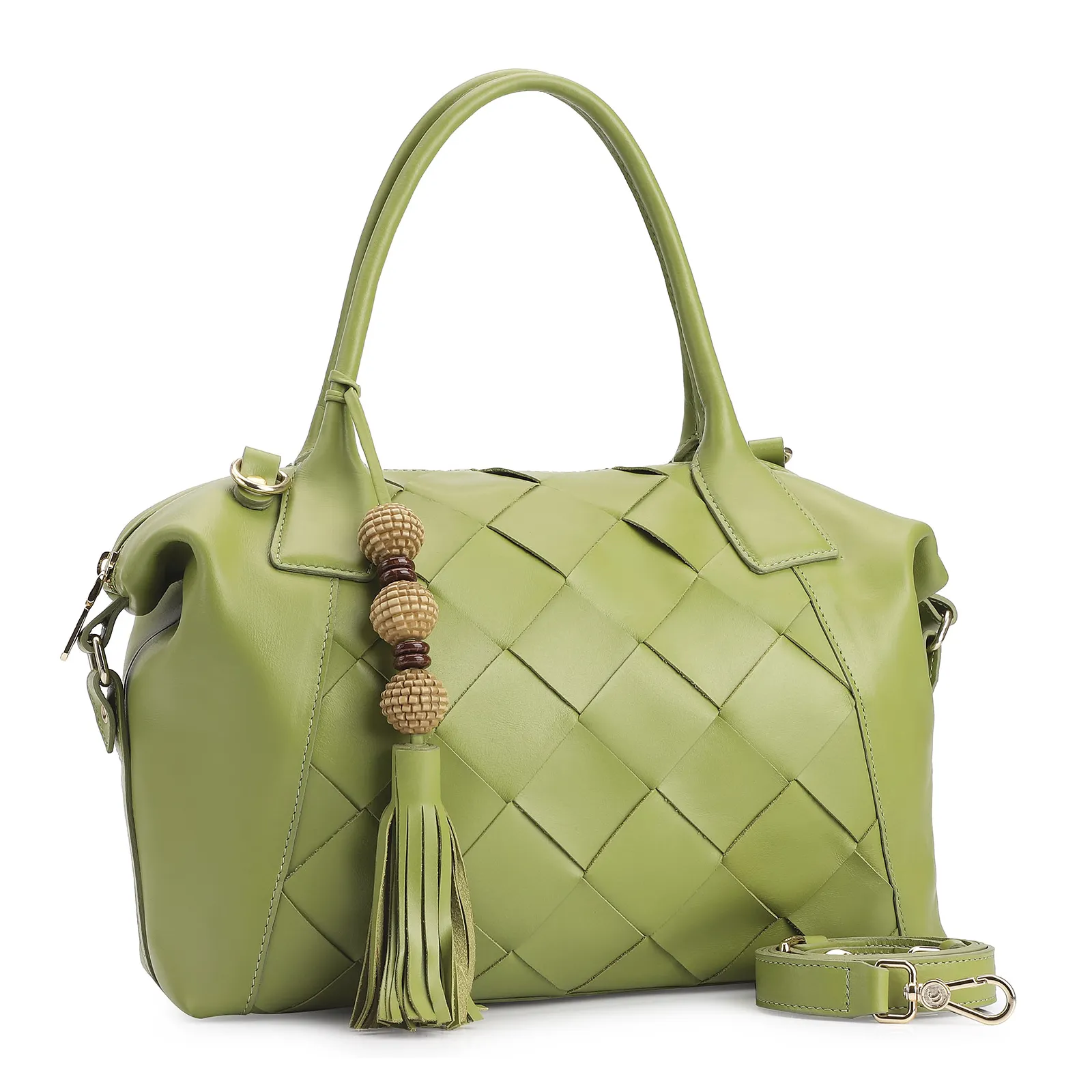Bolsa Tote Tressê Couro Verde