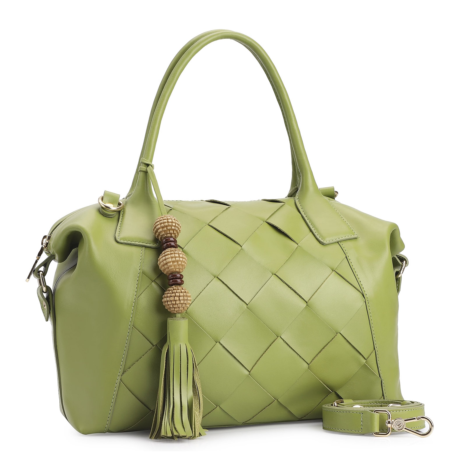 Bolsa Tote Tressê Couro Verde