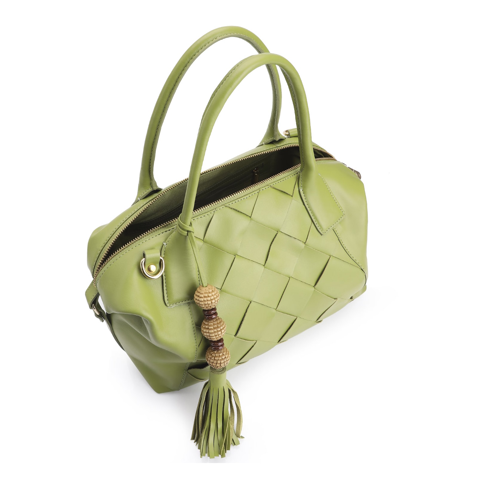 Bolsa Tote Tressê Couro Verde