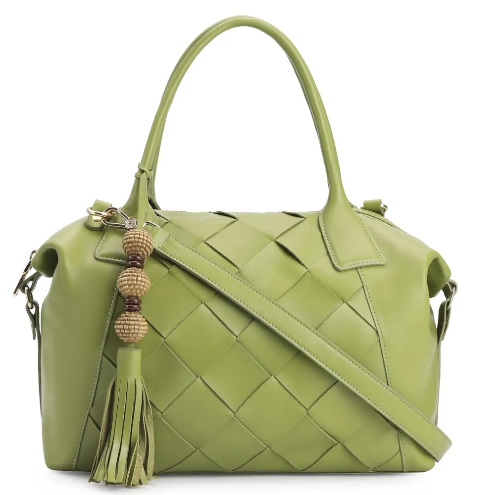 Bolsa Tote Tressê Couro Verde