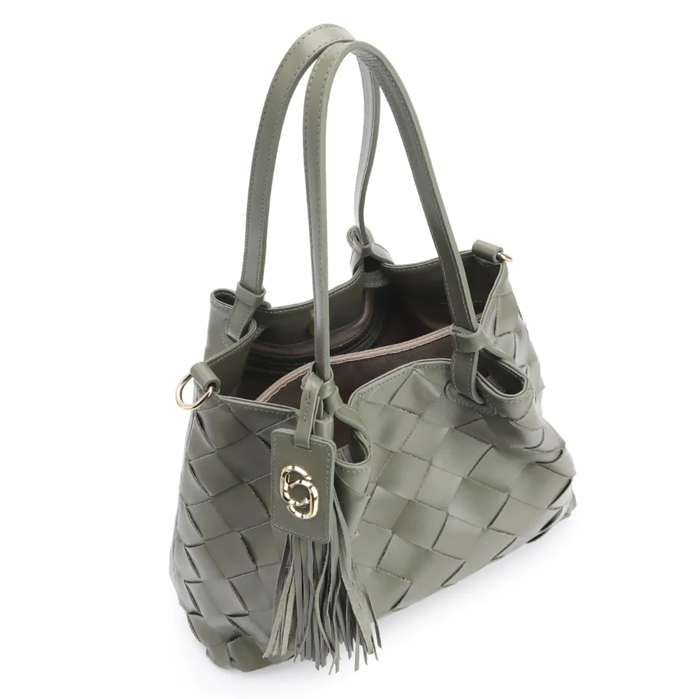 Bolsa Tote Tressê Couro Verde - imagem 4