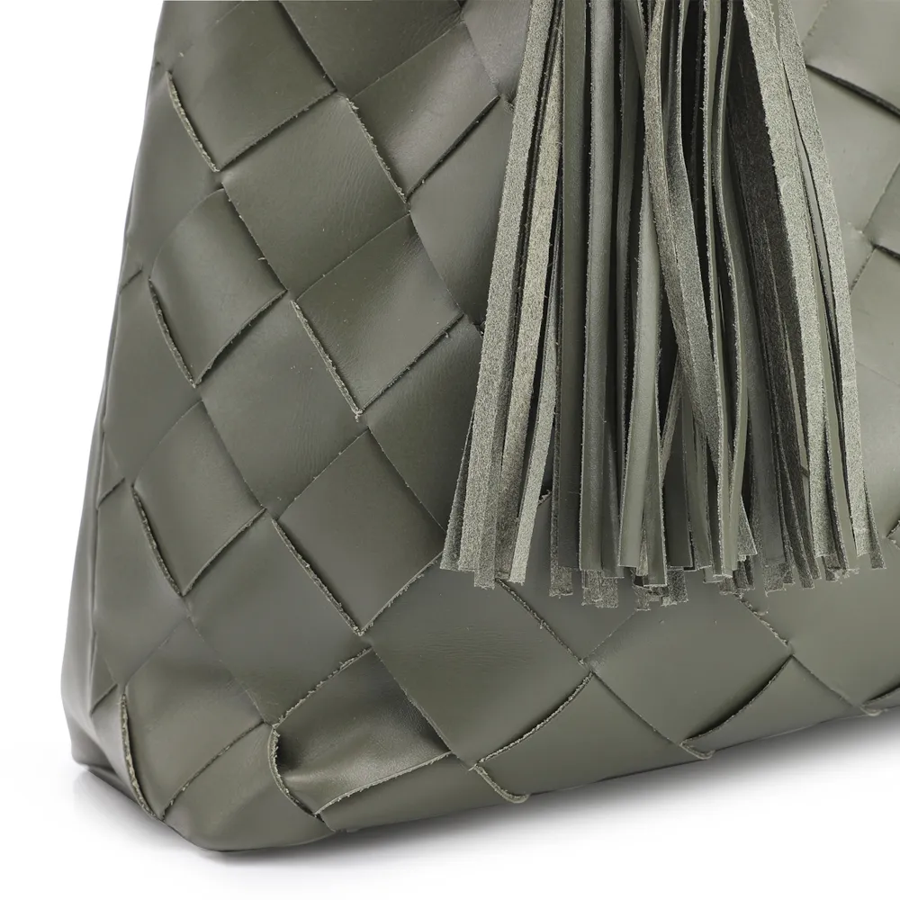Bolsa Tote Tressê Couro Verde - imagem 5