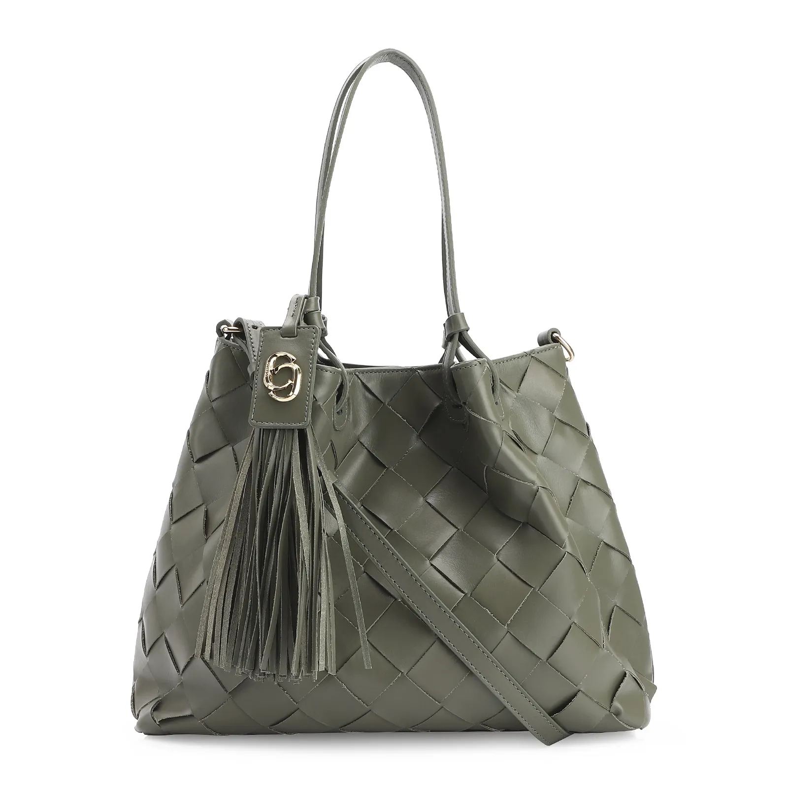 Bolsa Tote Tressê Couro Verde