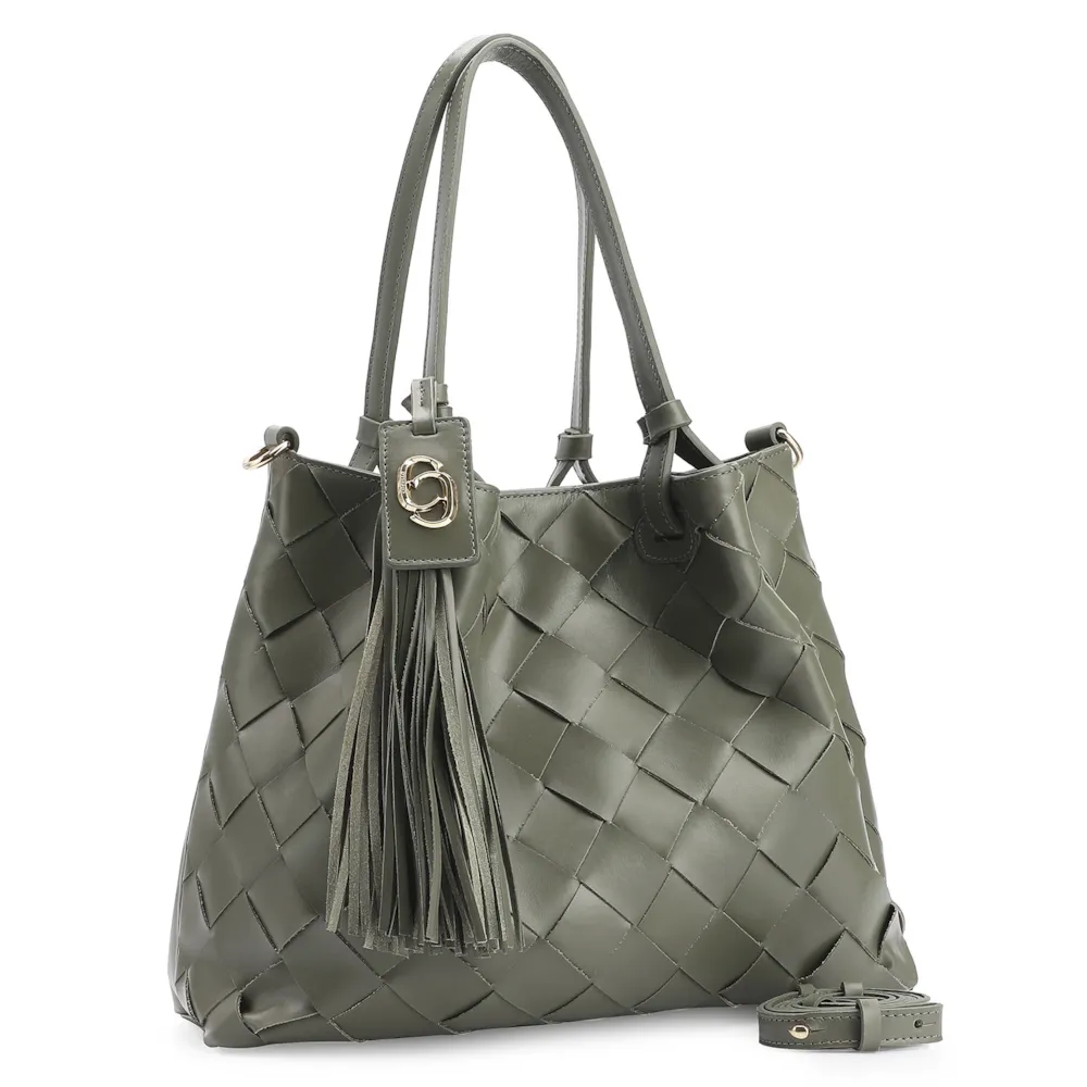 Bolsa Tote Tressê Couro Verde - imagem 2