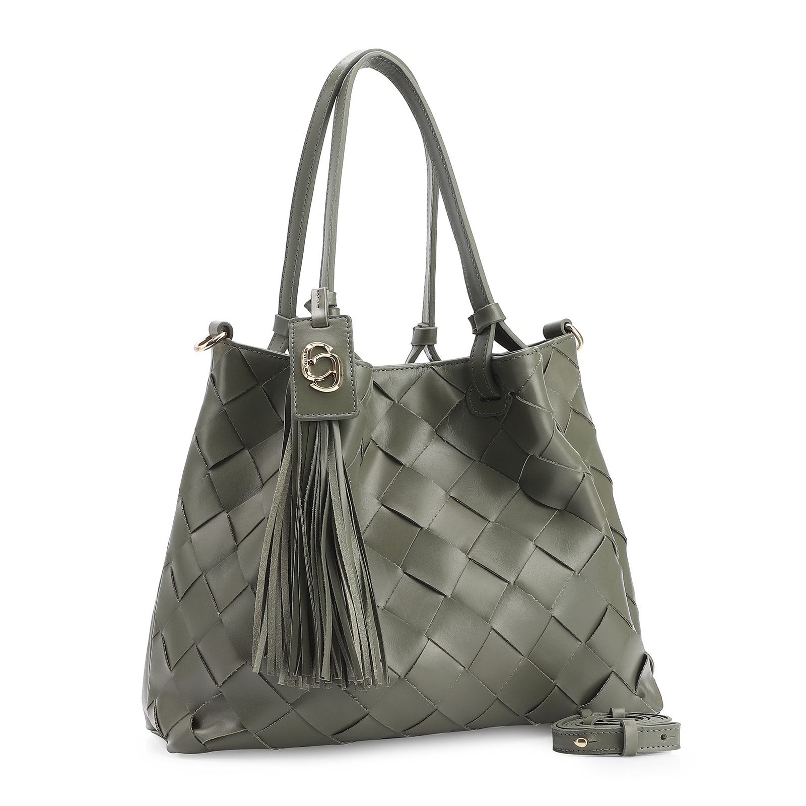Bolsa Tote Tressê Couro Verde