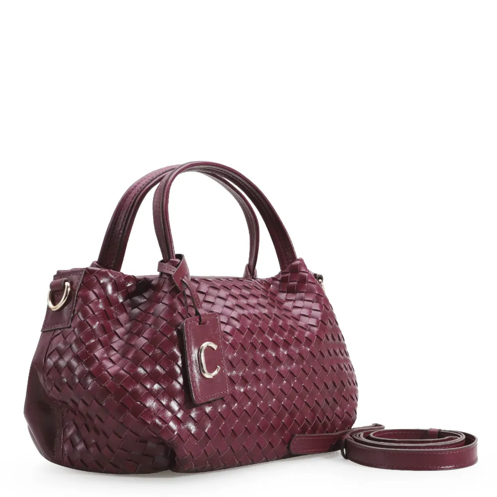 Bolsa Tote Tressê Couro Vinho - imagem 3