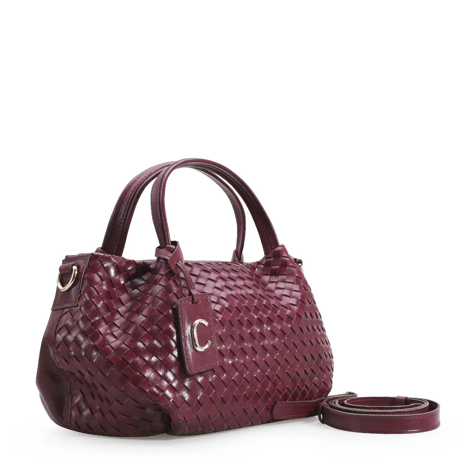 Bolsa Tote Tressê Couro Vinho