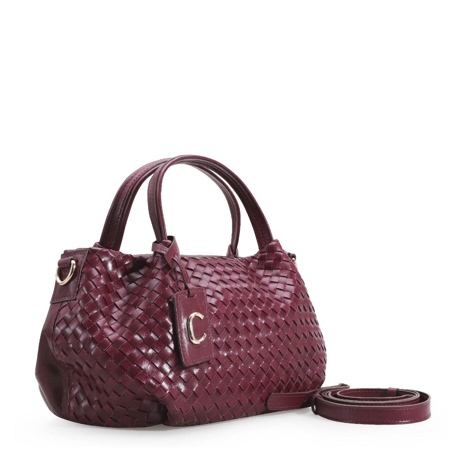 Bolsa Tote Tressê Couro Vinho