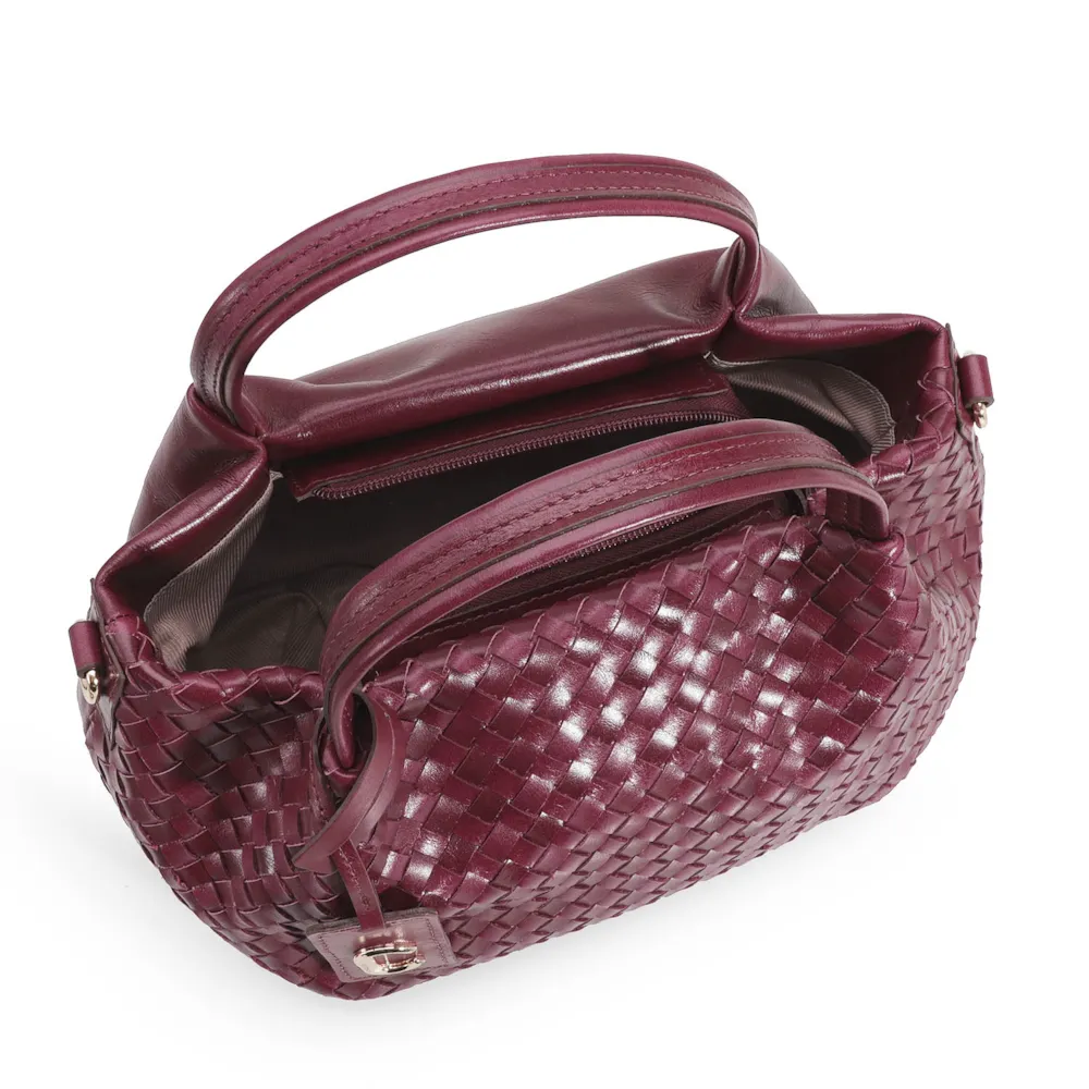 Bolsa Tote Tressê Couro Vinho - imagem 5