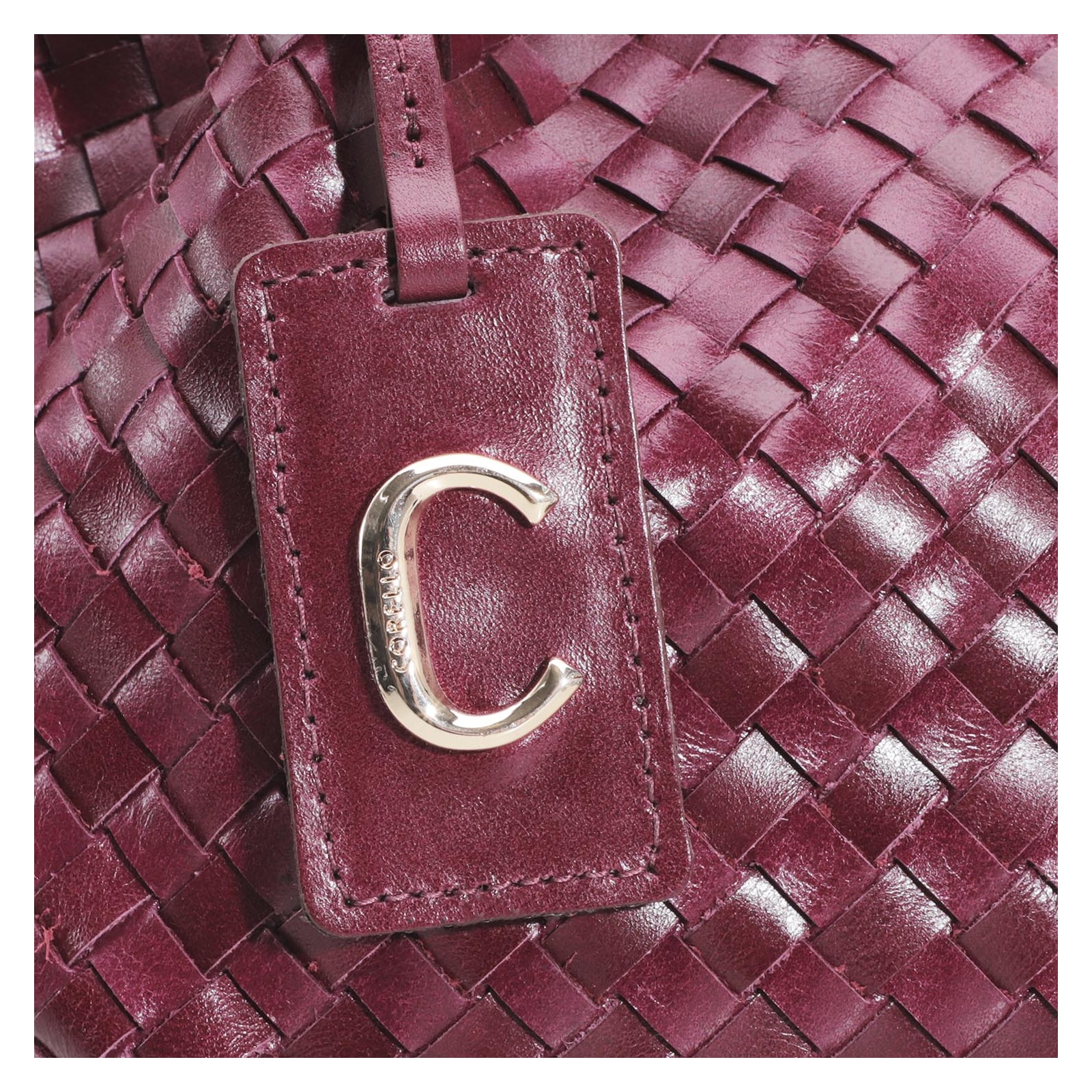 Bolsa Tote Tressê Couro Vinho