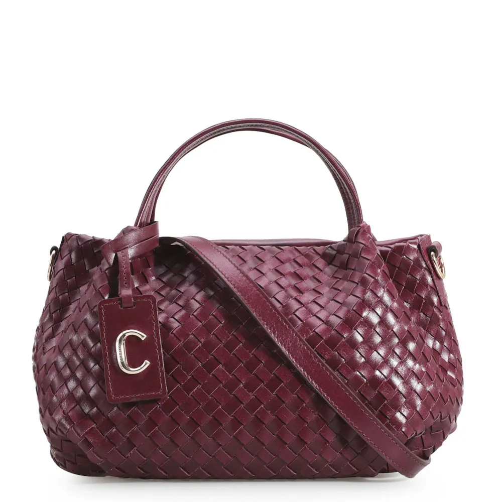 Bolsa Tote Tressê Couro Vinho