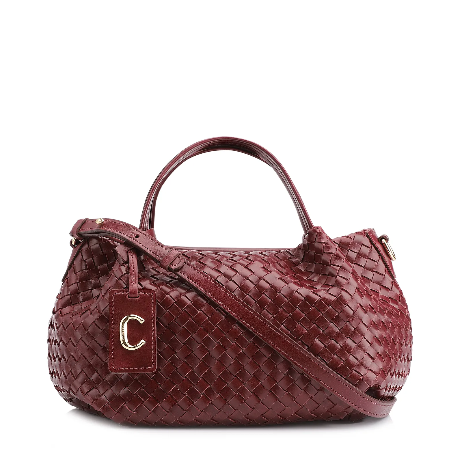 Bolsa Tote Tressê Couro Vinho