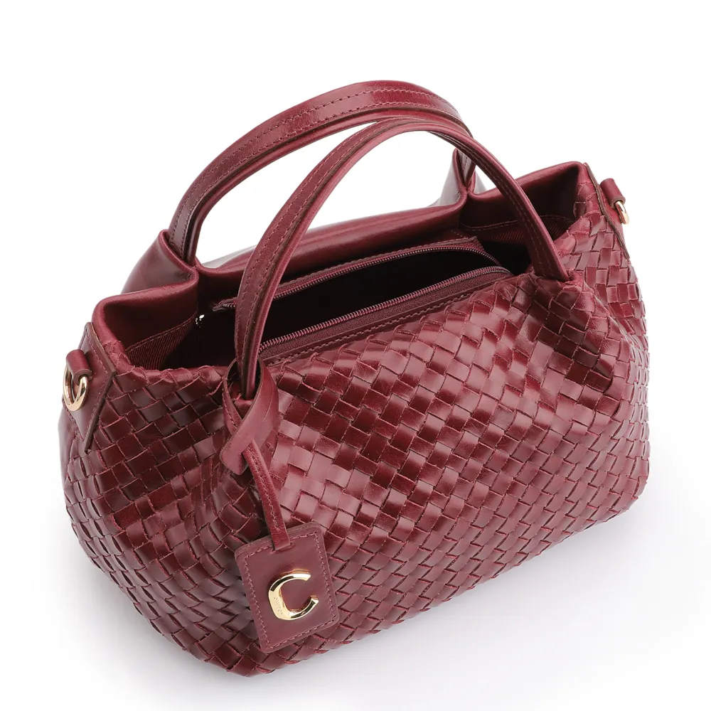 Bolsa Tote Tressê Couro Vinho - imagem 5
