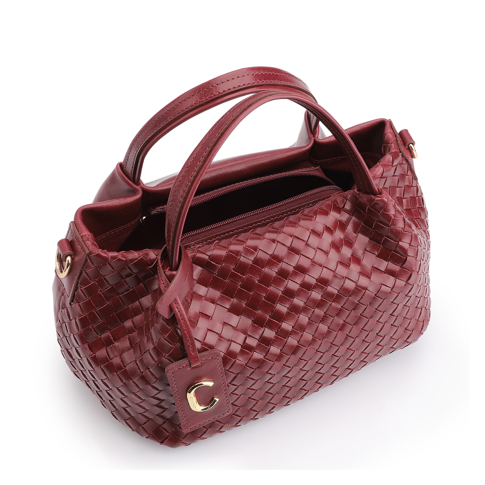 Bolsa Tote Tressê Couro Vinho