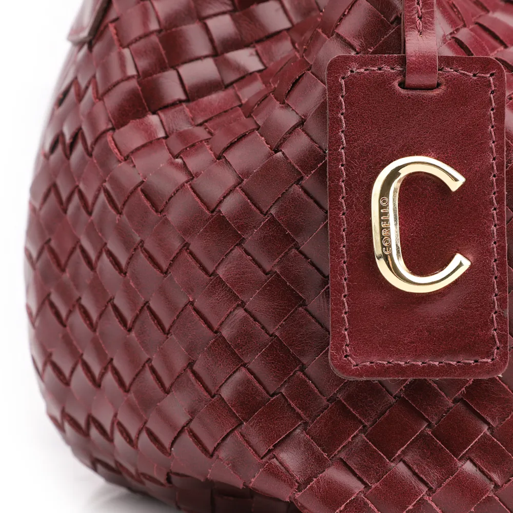 Bolsa Tote Tressê Couro Vinho - imagem 6