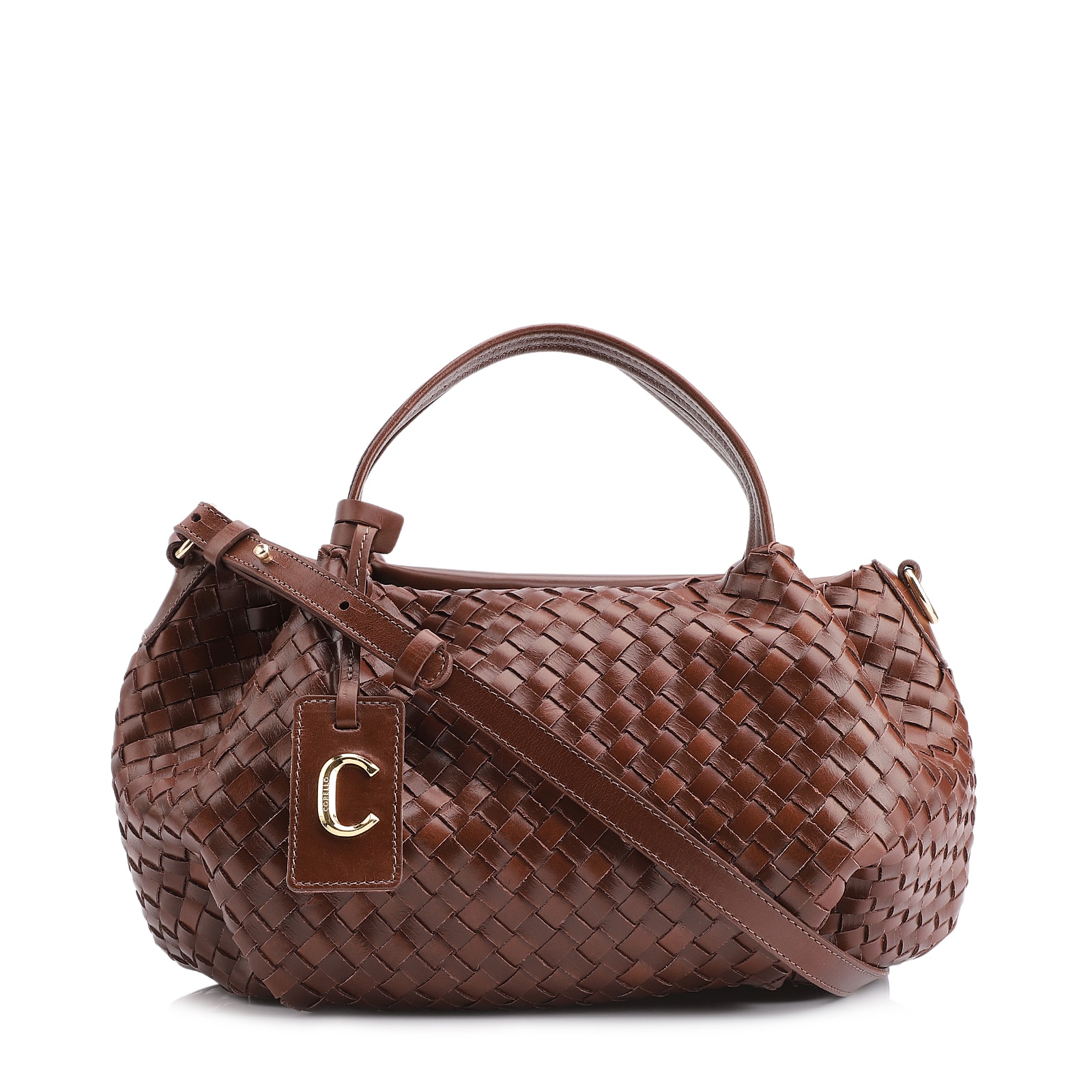 Bolsa Tote Tressê Grande Couro Marrom Tressê