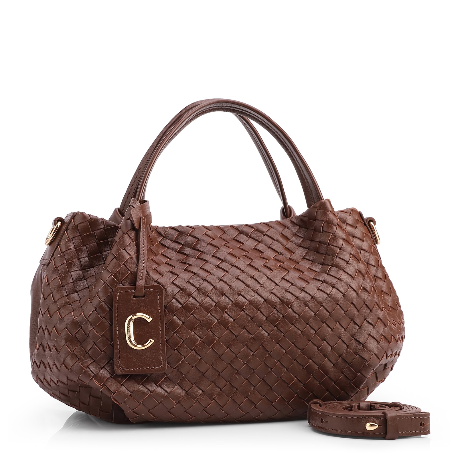 Bolsa Tote Tressê Grande Couro Marrom Tressê