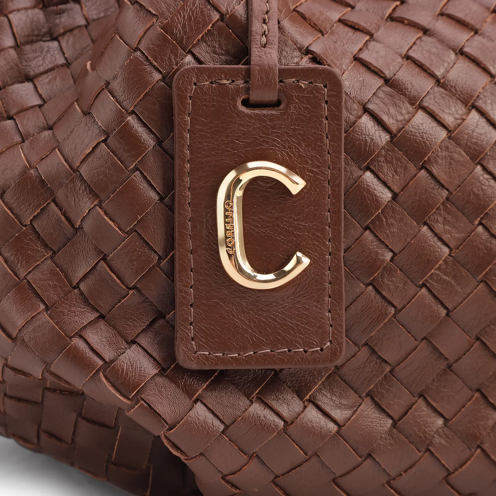 Bolsa Tote Tressê Grande Couro Marrom Tressê