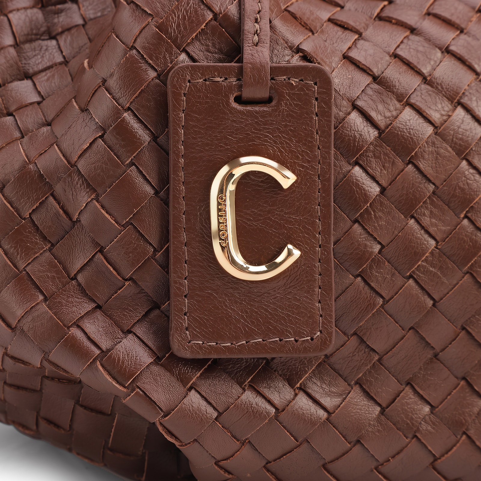Bolsa Tote Tressê Grande Couro Marrom Tressê