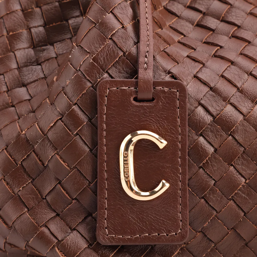 Bolsa Tote Tressê Grande Couro Marrom Tressê - imagem 8