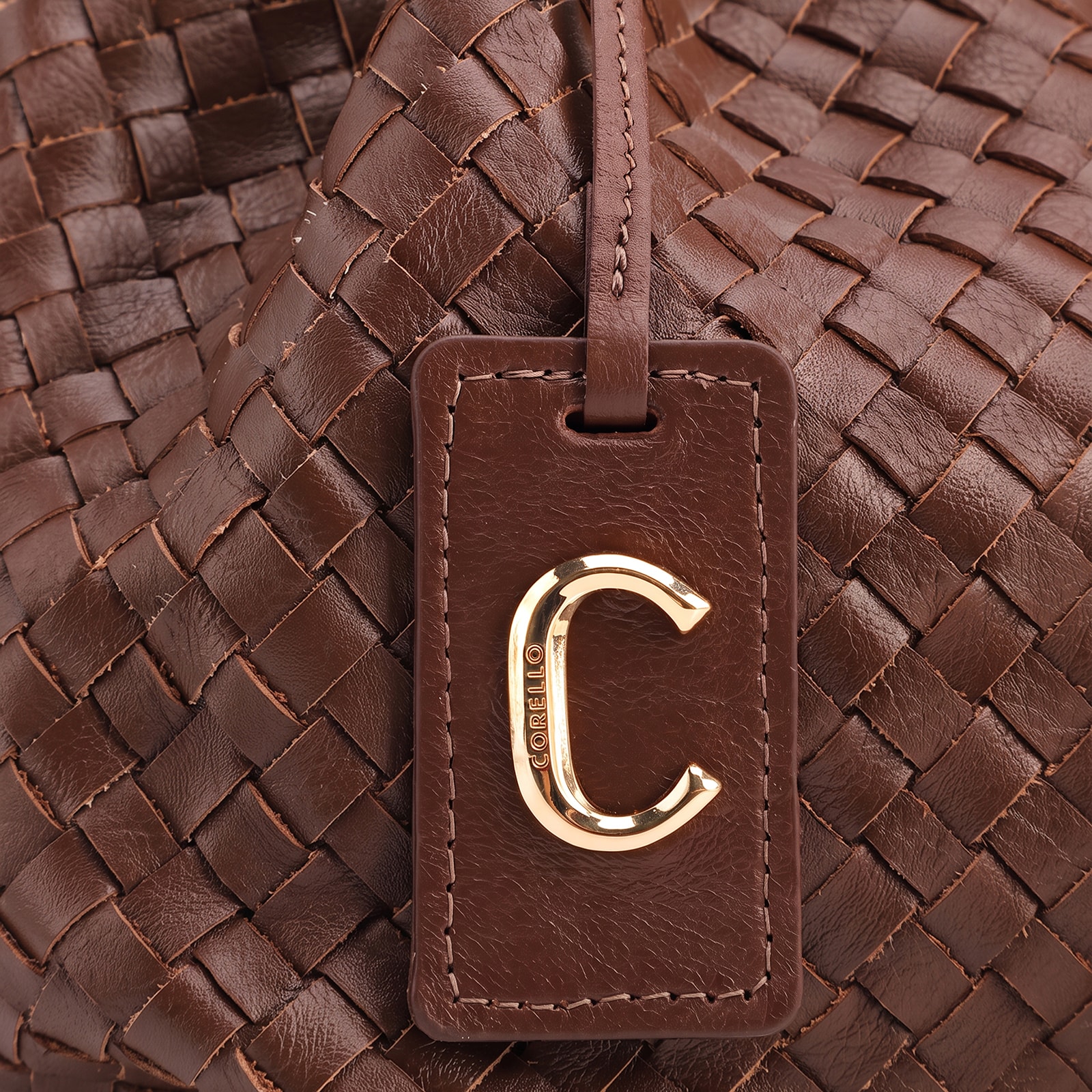 Bolsa Tote Tressê Grande Couro Marrom Tressê