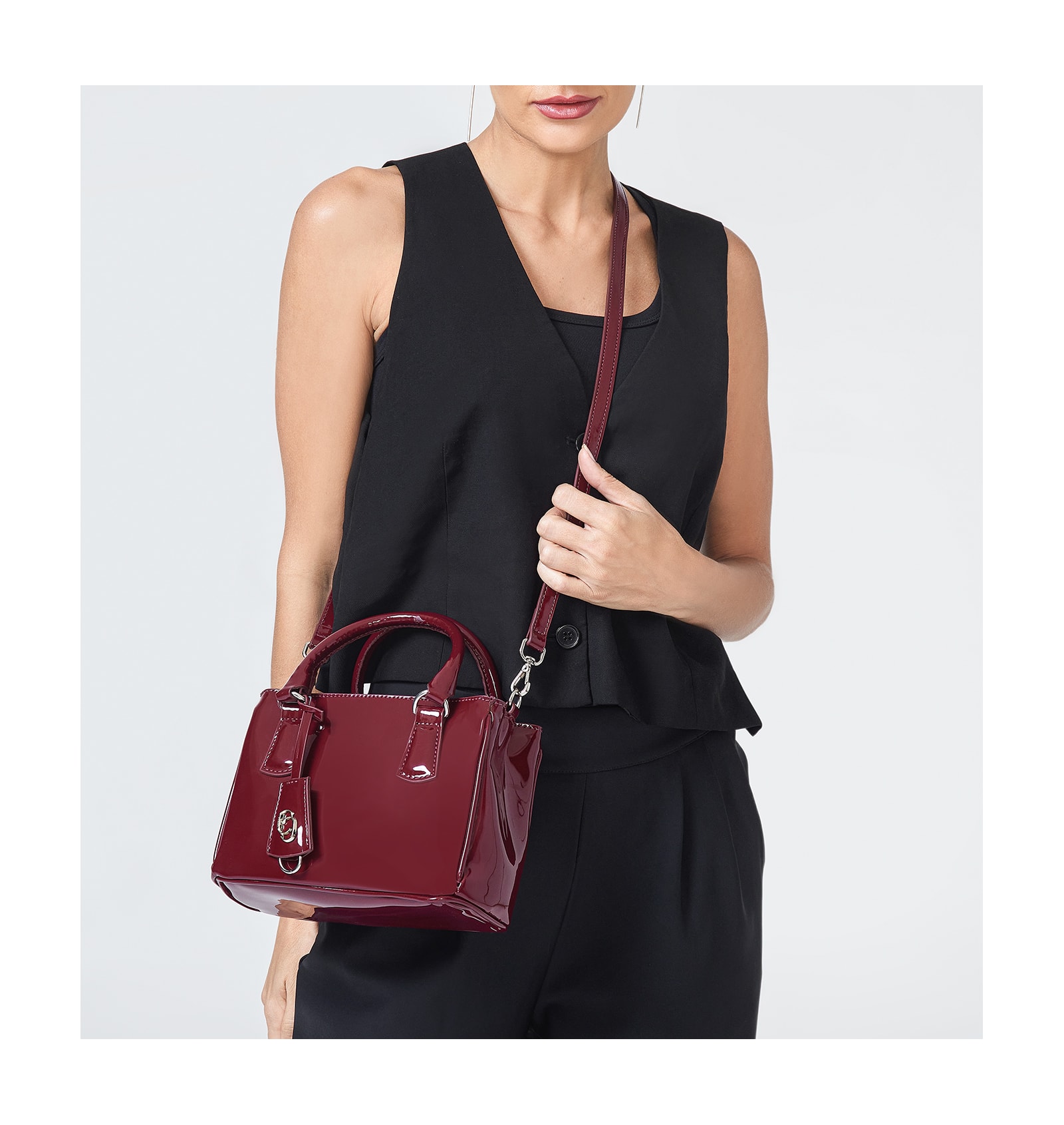 Bolsa Tote Verniz Vinho